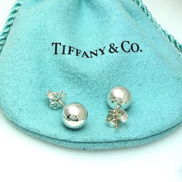 Tiffany & Co HardWear Bead Ball Earrings 8mm in Sterling Silver AUTHENTIC - Picture 2 of 7